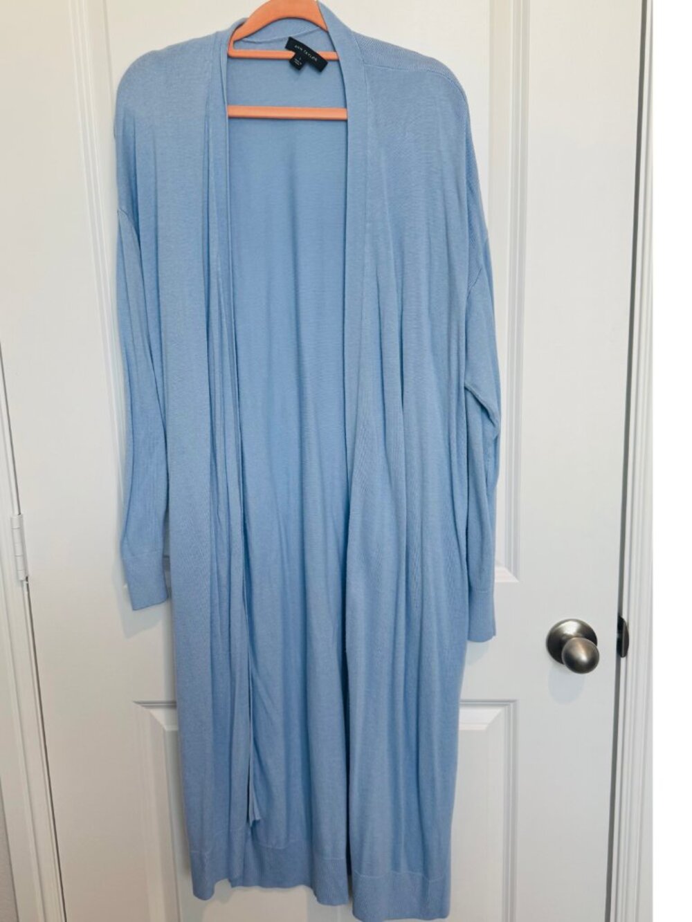 Ann Taylor Light Blue Long Duster Cardigan Size L
